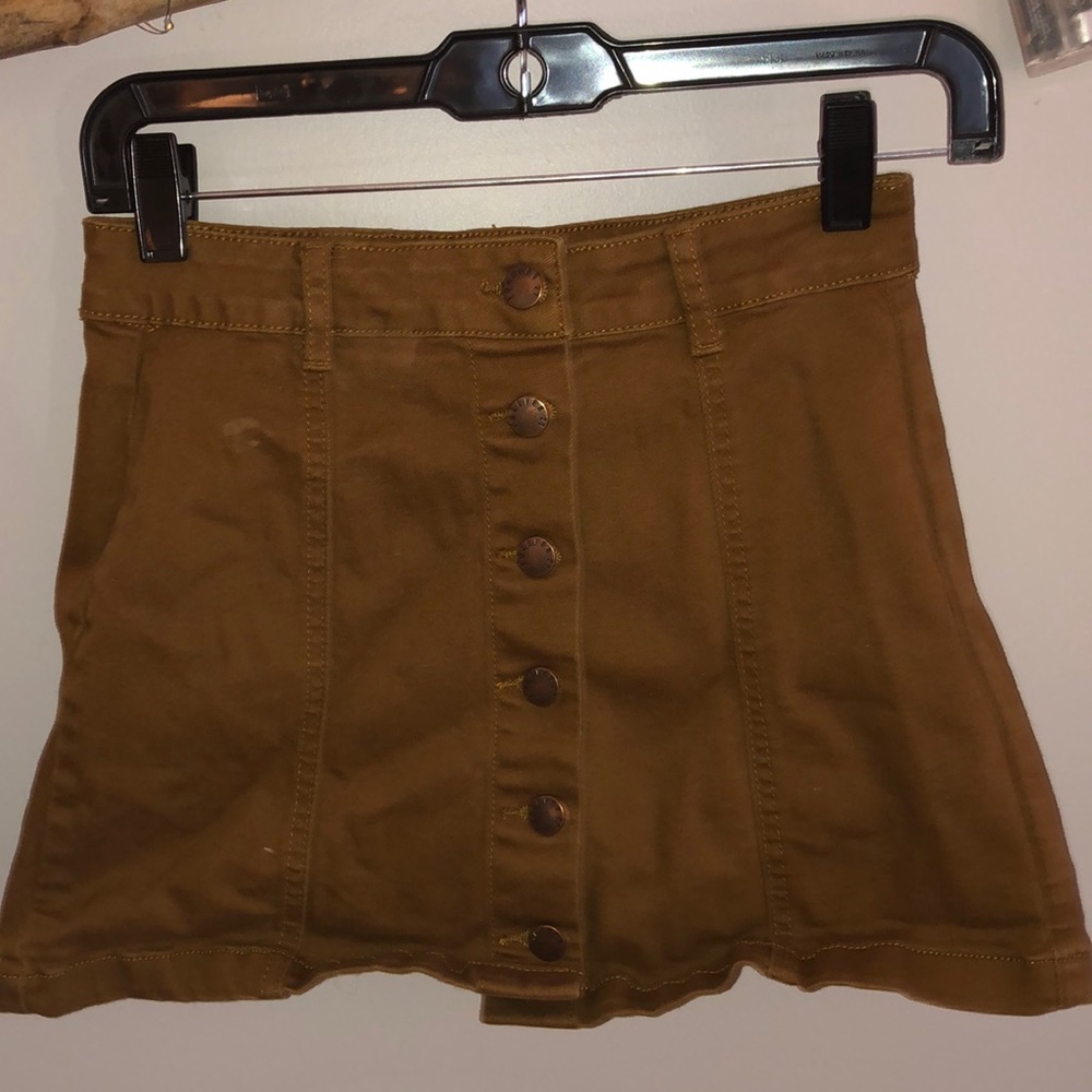 Low rise orange denim skirt